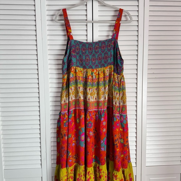 Natural Life Patricia Maxi Dress in Red Mustard Border Boho Festival Size XL - Picture 8 of 16